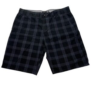 Ocean Pacific OP Plaid Twill Shorts Men's 36 Black‎ Purple Plaid Grunge Alt Punk